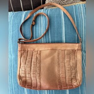 Day & Moon Leather Tan Crossbody Shoulder Bag